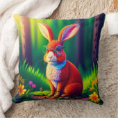 草の上に座っている赤いバニー クッション (ブランケット)