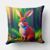 草の上に座っている赤いバニー クッション (裏面)