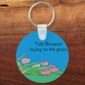 草の上に置くチューリップブーケ キーホルダー (正面)