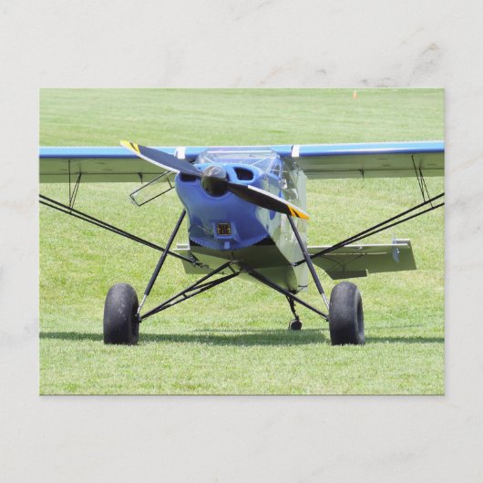 草の上に駐車された小型飛行機 ポストカード (正面)