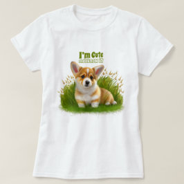 草の上のコギの子犬 |かわいいペット Tシャツ