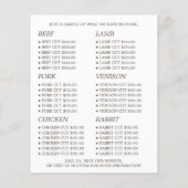 草の上の羊、農家と肉屋の広告 チラシ (裏面)