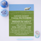 草の上の羊、農家と肉屋の広告 チラシ (シングル)