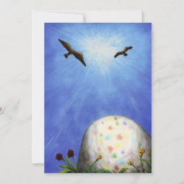 草の中に横たわるイースターエッグ シーズンカード