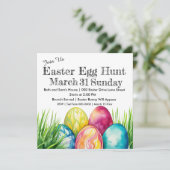 草の中に産まれる明るい色の復活祭の卵 招待状 (スタンド正面)