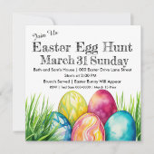草の中に産まれる明るい色の復活祭の卵 招待状 (正面)