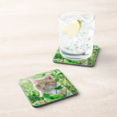 草の中に緑の目を持つジンジャーネコ コースター (右側)