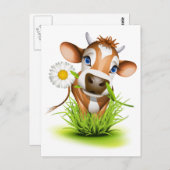 草の中のジャージー牛 ポストカード (正面/裏面)