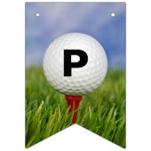 草の中のティー上のハッピーリタイアゴルフボール バンティングフラッグ (第3の旗)