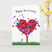 草の中のハートの木 カード (黄色い花)