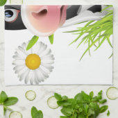 草の中のホルスタイン牛 キッチンタオル (折り畳み)