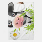 草の中のホルスタイン牛 キッチンタオル (縦)