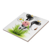 草の中のホルスタイン牛 タイル (側面)