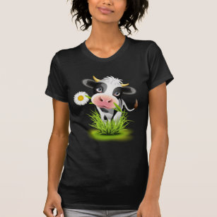 草の中のホルスタイン牛 Tシャツ