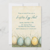 草の中の卵イースターエッグ狩り 招待状 (正面)
