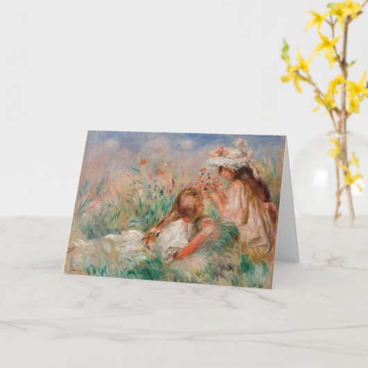 草の中の女の子 | ピエール・アウグストルノアール カード (黄色い花)