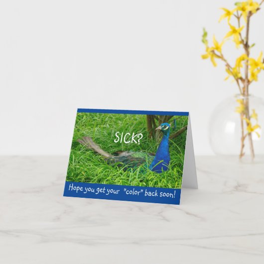 草の中の孔雀/元気を取る/あなたの色を得ることを願う カード (黄色い花)