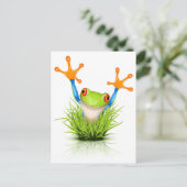 草の中の小さなツリーフロッグ ポストカード (スタンド正面)