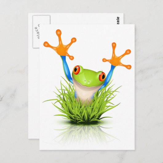 草の中の小さなツリーフロッグ ポストカード (正面/裏面)