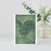 草の中の灰色のうさぎ ポストカード (スタンド正面)