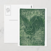 草の中の灰色のうさぎ ポストカード (正面/裏面)