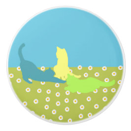 草の中の猫 セラミックノブ