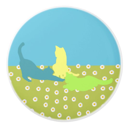 草の中の猫 セラミックノブ (正面)