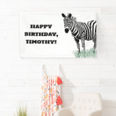 草の中の白黒のゼブラパーティー 横断幕 (インサイチュ)