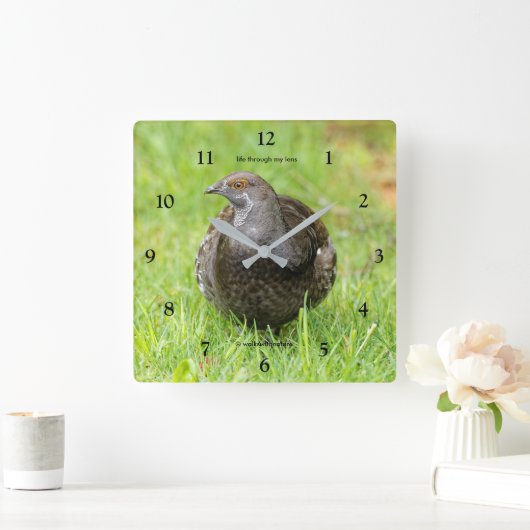 草の中の美しい心地よいグロースのゲームバード スクエア壁時計 (ホーム)