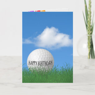 草の中の誕生日のゴルフボール カード