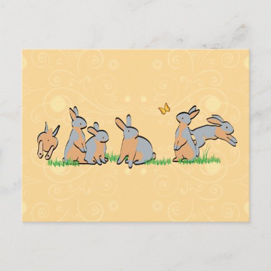 草の中の青いタン ポストカード (正面)