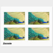 草の中の青い孔雀 長方形シール (シート)