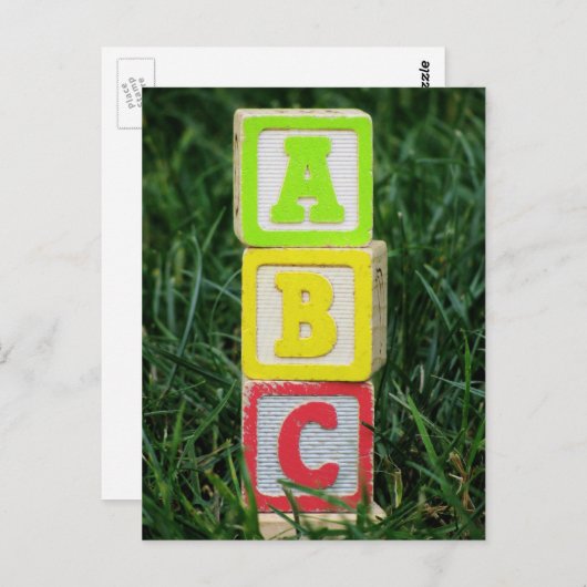 草の中のABCブロック ポストカード (正面/裏面)