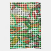 草の写真の上に編まれたバスケットのように見える キッチンタオル (縦)