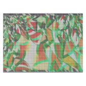 草の写真の上に編まれたバスケットのように見える テーブルクロス (正面(横))