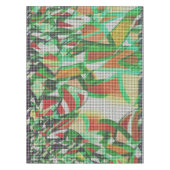 草の写真の上に編まれたバスケットのように見える テーブルクロス (正面)