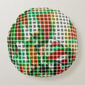 草の写真の編み籠に似ている ラウンドクッション (正面)