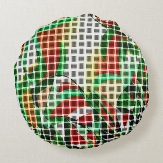 草の写真の編み籠に似ている ラウンドクッション (裏面)