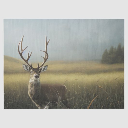 草の切り離し畑に立つ鹿のシカ 薄葉紙 (正面)