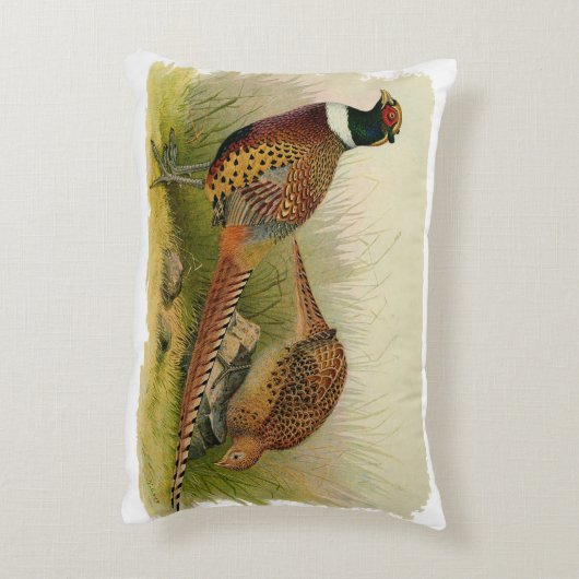 草の原の中のリングや輪の首飾りキジ アクセントクッション (裏面(縦))