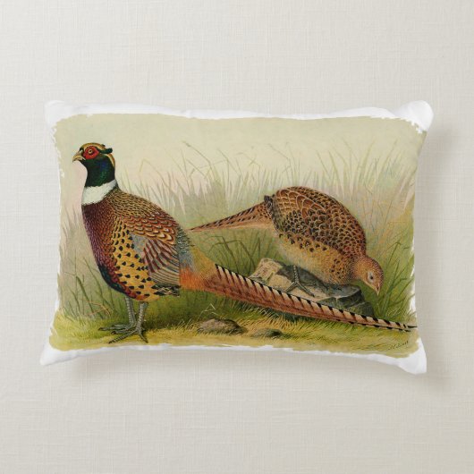 草の原の中のリングや輪の首飾りキジ アクセントクッション (裏面)