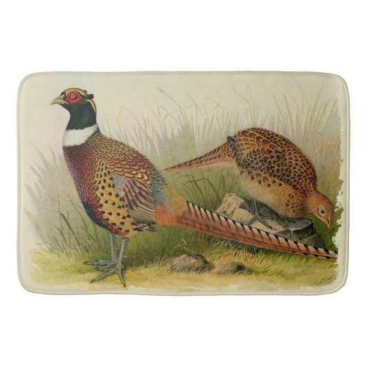 草の原の中のリングや輪の首飾りキジ バスマット (正面)