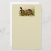 草の原の中のリングや輪の首飾りキジ 便箋 (正面/裏面)