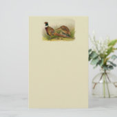 草の原の中のリングや輪の首飾りキジ 便箋 (スタンド正面)