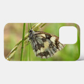 草の大理石模様をつけられた白い蝶 Case-Mate iPhoneケース (裏面 (横))