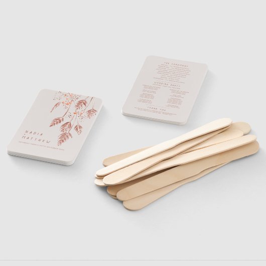 草の実の水の色のスケッチ結婚式プログラム ハンドファン (組立なし)