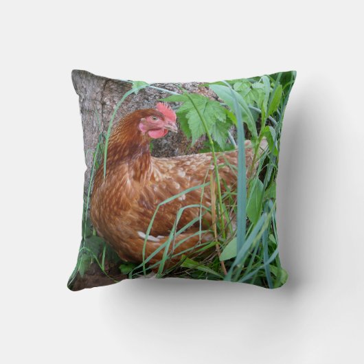 草の小さく赤い雌鶏 クッション (裏面)