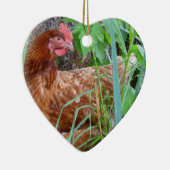 草の小さく赤い雌鶏 セラミックオーナメント (右)