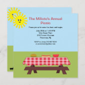 草の招待状のピクニック用のテーブル 招待状 (正面/裏面)