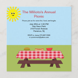 草の招待状のピクニック用のテーブル 招待状